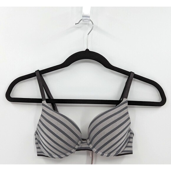 Victoria's Secret Bra Women's 32A Gray Stripes Perfect Shape - Picture 1 of 6